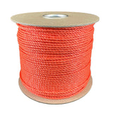 4mm orange polypropylene rope on a cardboard reel with a white background