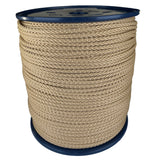 spool of 4mm beige braided cord on a plastic reel on a white background