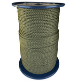 spool of 4mm khaki braided cord on a plastic reel on a white background