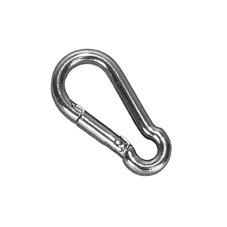 A 4mm stainless steel carbine hook on a white background.