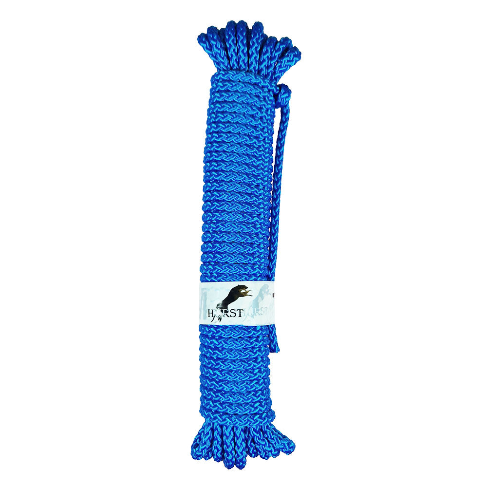 10m Hank of 6mm blue braided multicord on a white background