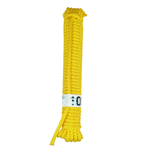 10m Hank of 6mm yellow braided multicord on a white background