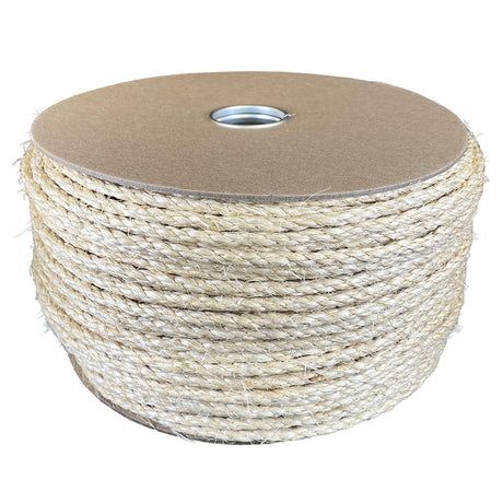 6mm natural sisal rope on a cardboard reel against a white background