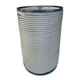 spool of 6mm silver braided cord on a plastic reel on a white background