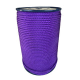 spool of 6mm purple braided cord on a plastic reel on a white background