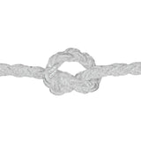 close-up of 8-strand nylon rope with a knot on a white background