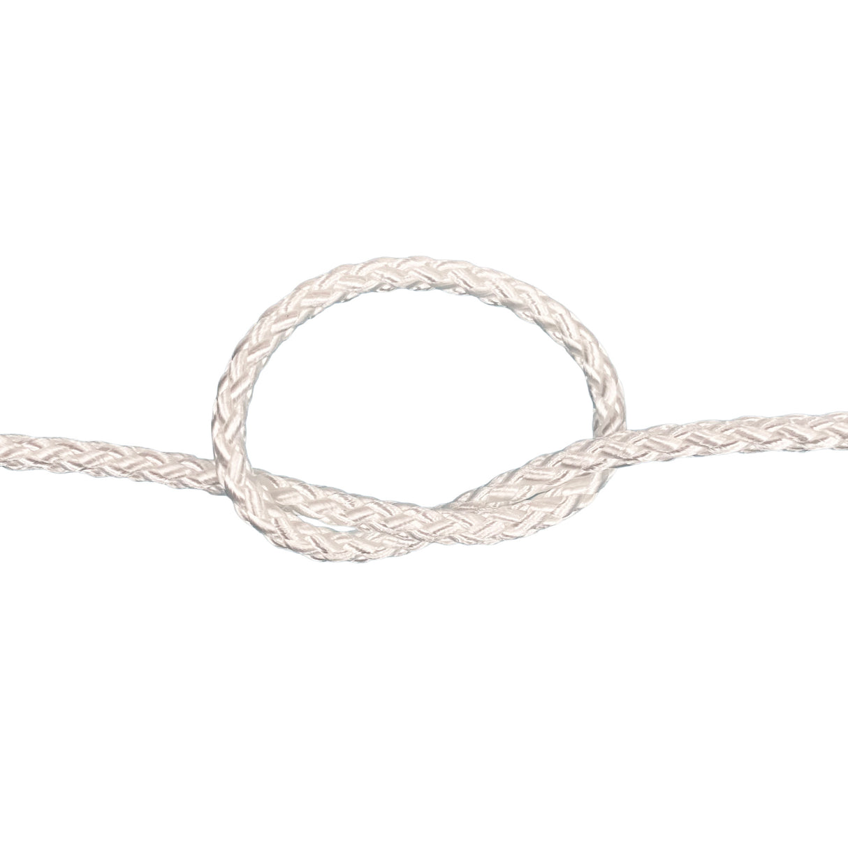 White braided cord on a white background