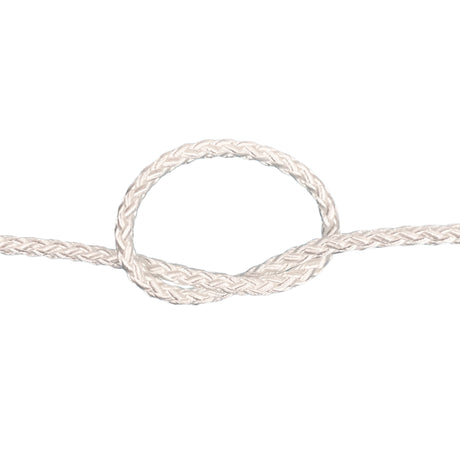 White braided cord on a white background