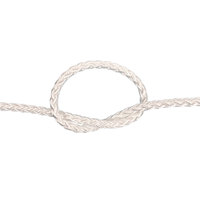 White braided cord on a white background