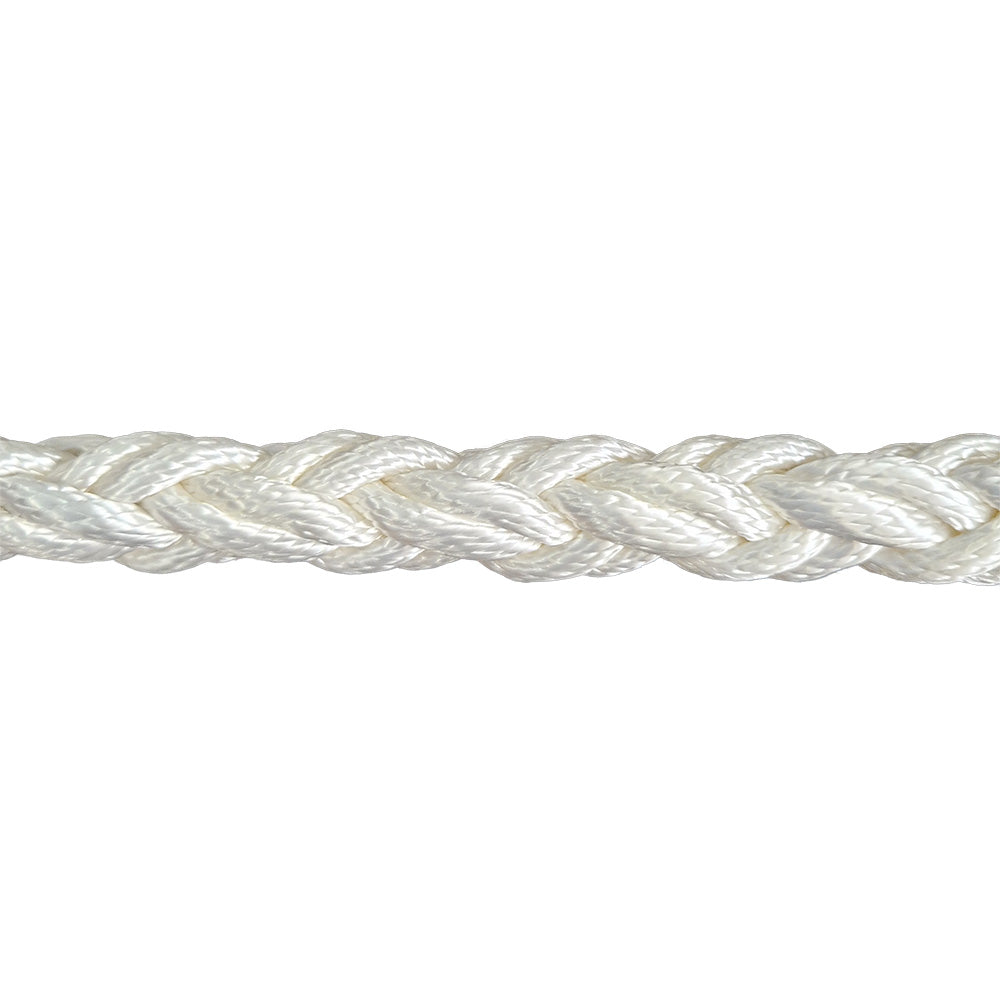 White 20mm braided nylon rope on a white background