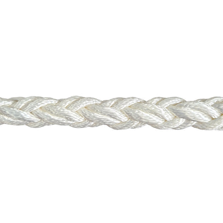 White 20mm braided nylon rope on a white background