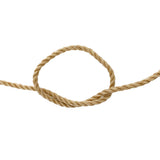 Coiled piece of beige rope on a white background