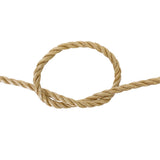 Coiled piece of beige rope on a white background