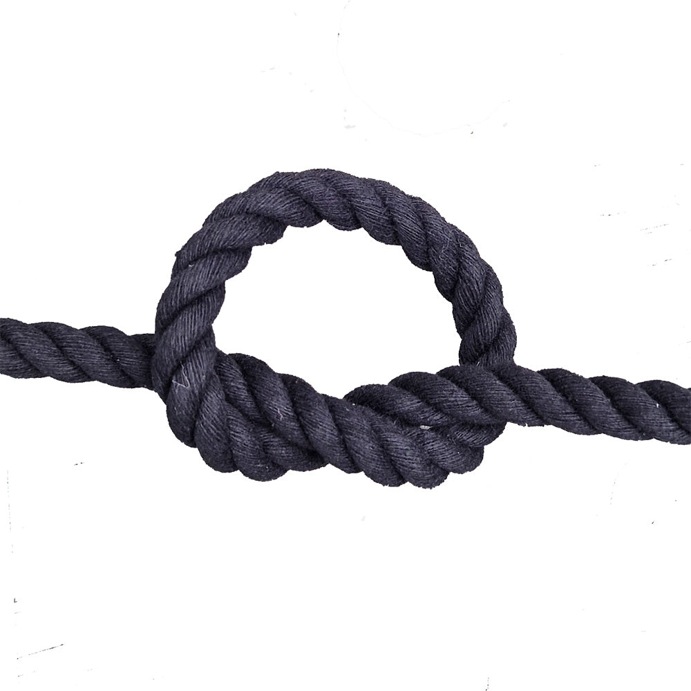 Black rope with a knot on a white background