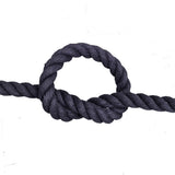 Black rope with a knot on a white background