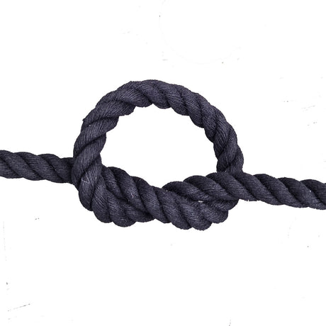 Black rope with a knot on a white background
