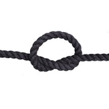 Black rope with a knot on a white background