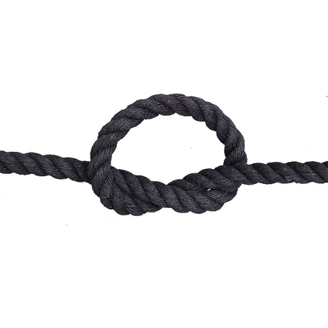 Black rope with a knot on a white background
