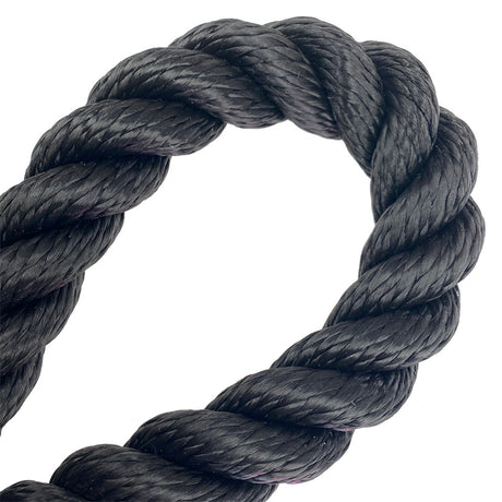 Close-up of a black rope in a loop
 on a white background