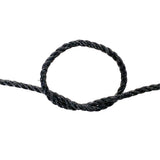 Black rope with a knot on a white background