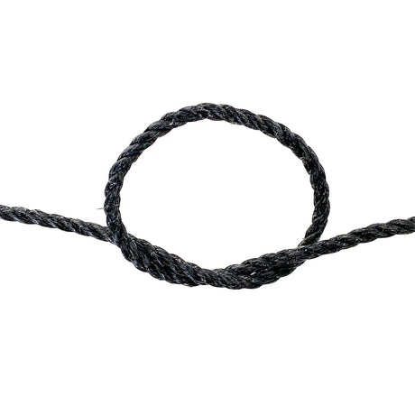 Black rope with a knot on a white background