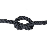 Black rope with a knot on a white background