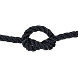Black rope with a knot on a white background