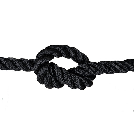 Black rope with a knot on a white background