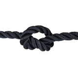 Black rope with a knot on a white background
