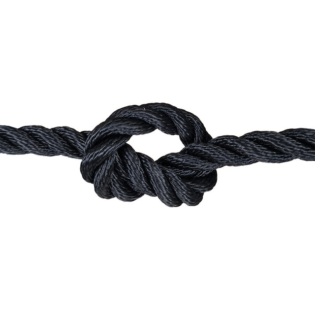 Black rope with a knot on a white background