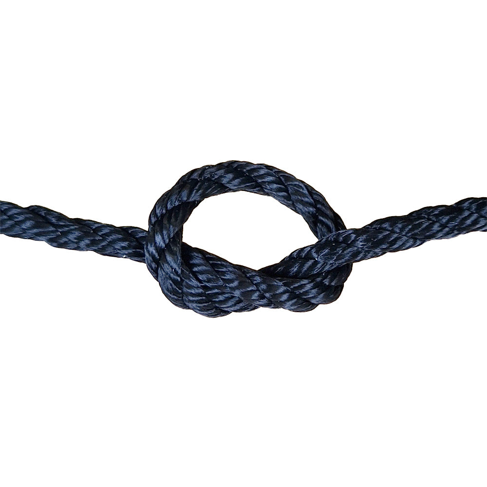Black rope with a knot on a white background