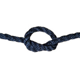 Black rope with a knot on a white background