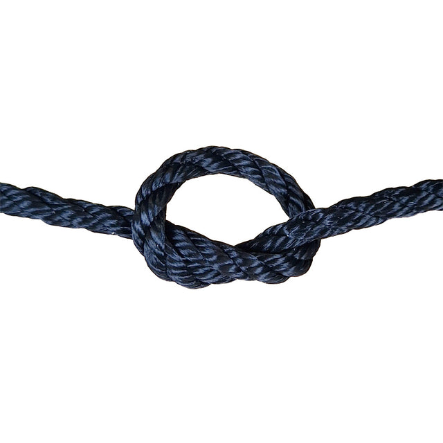 Black rope with a knot on a white background