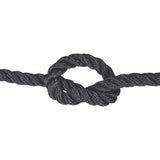 Black rope with a knot on a white background