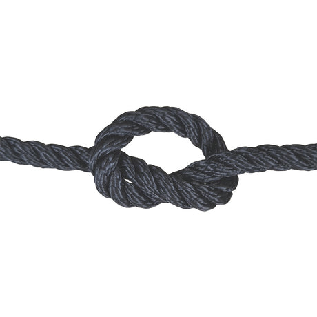 Black rope with a knot on a white background