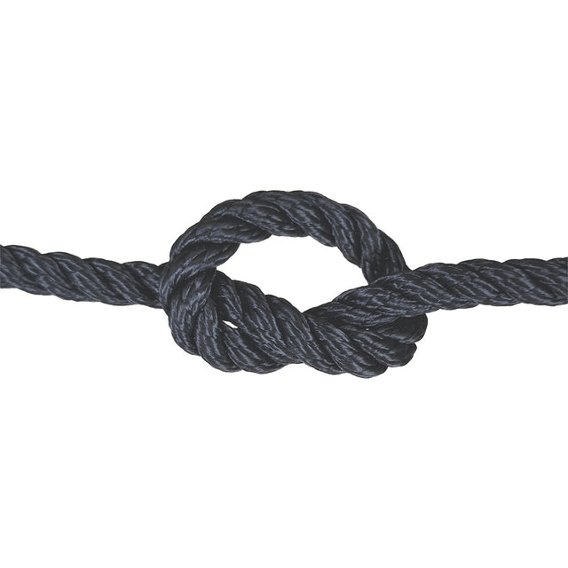 Black rope with a knot on a white background