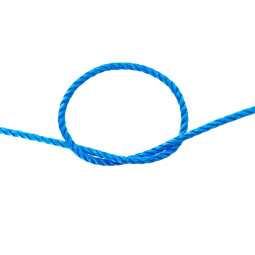 knot of blue rope in a white background