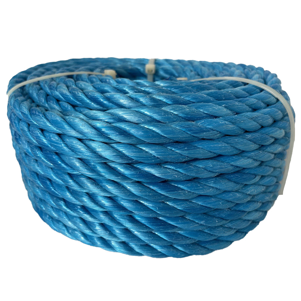 Blue rope coil on a white background