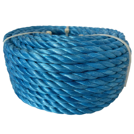 Blue rope coil on a white background
