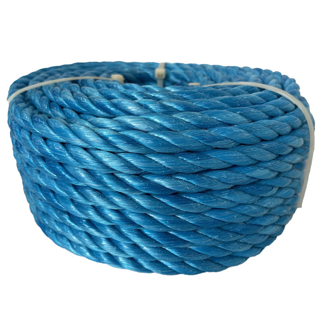 Blue rope coil on a white background