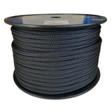 Spool of 10mm Black braided rope with a blue Kingfisher label on a white background