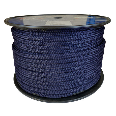 Spool of 10mm Navy braided rope with a blue Kingfisher label on a white background