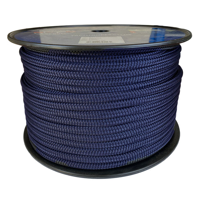 Spool of 10mm Navy braided rope with a blue Kingfisher label on a white background