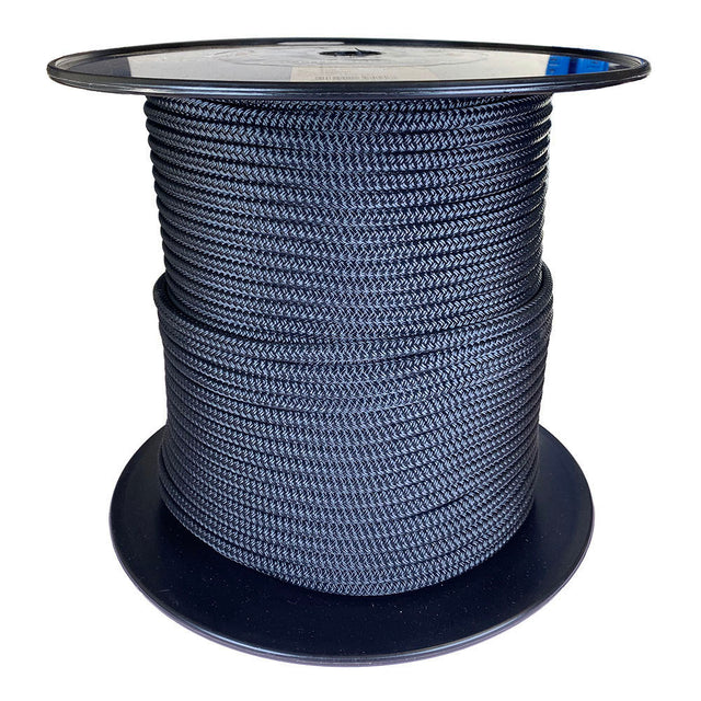 Spool of 8mm white braided polyester on a plastic spool against a white background