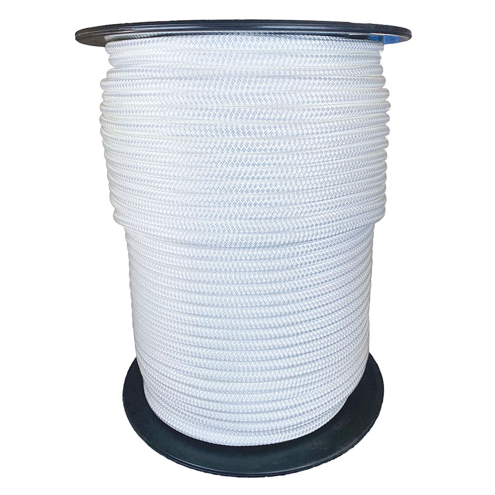 Spool of 10mm White braided rope with a blue Kingfisher label on a white background