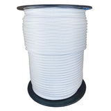 Spool of 10mm White braided rope with a blue Kingfisher label on a white background
