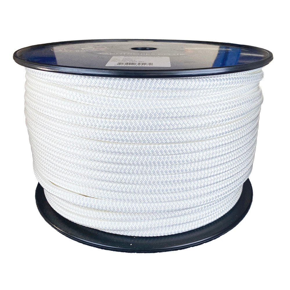 Spool of 10mm White braided rope with a blue Kingfisher label on a white background