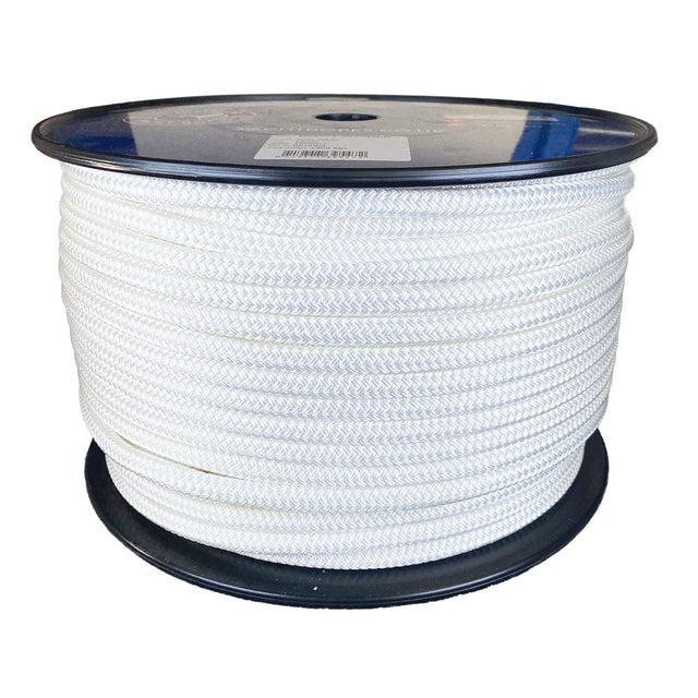 Spool of 10mm White braided rope with a blue Kingfisher label on a white background