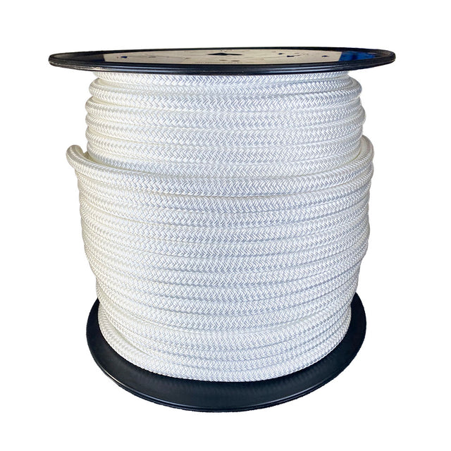 Spool of 12mm White braided rope with a blue Kingfisher label on a white background