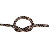 knot of braided camouflage rope on a white background